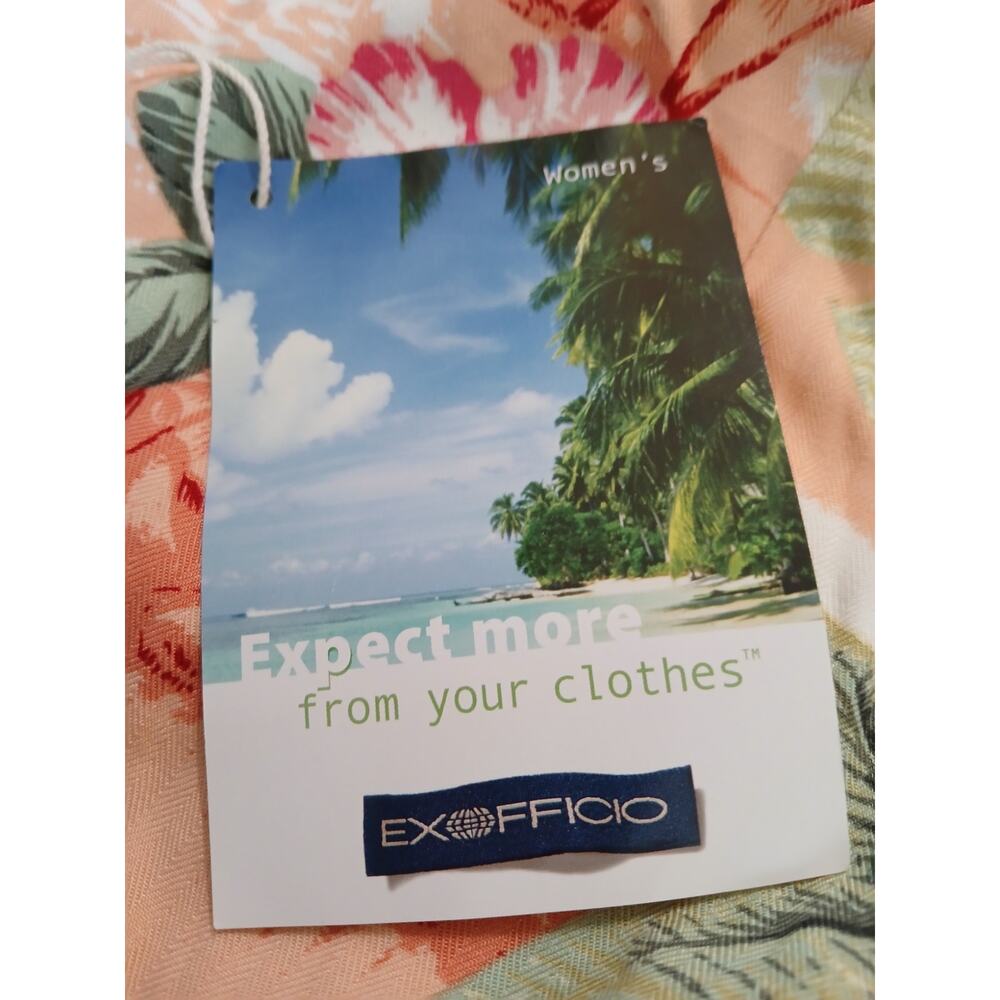 Exofficio South Pacific Capri pants Apricot Tropical Hibiscus 10 Coastal Travel - Picture 10 of 12